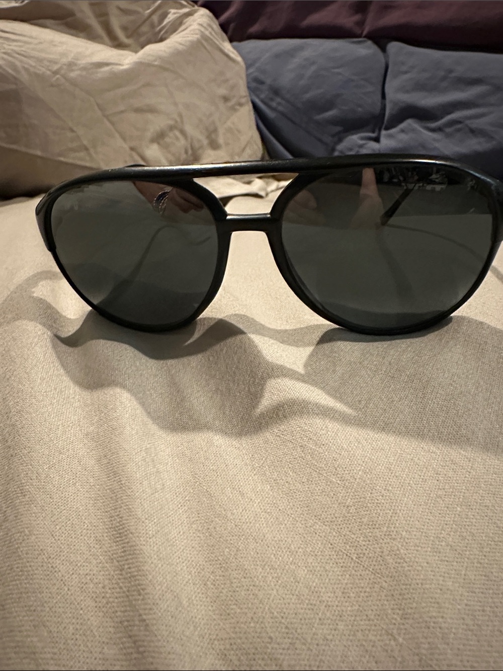 Maui Jim Black Frame Sunglasses with Dark Green Lenses